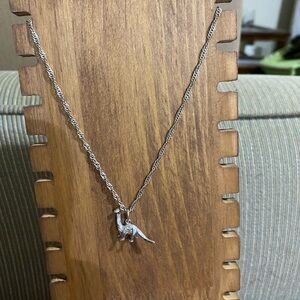 Silver Dinosaur Pendant Necklace